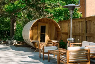 Merrill House, P.E.C. | The barrel sauna at Merrill House