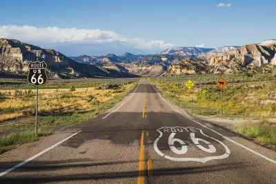 Bucket list ideas for travellers | Scenic panoramic view of long straight road on famous Route 66
