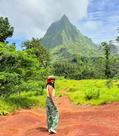 Writer Charmaine Noronha in Mo'orea, French Polynesia