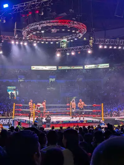 Lucha libre fighters in the ring at Arena M&eacute;xico in Mexico City