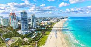 An overhead view of South Beach, Miami, Florida