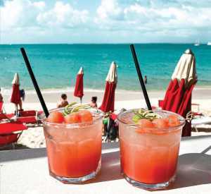 Cocktails by the beach in Saint Martin