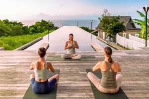 Wellness in St. Kitts | A yoga class takes place at Belle Mont Sanctuary Resort