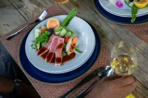 Liamuiga Natural Farms | A dish of tuna and fresh veggies at Liamuiga Natural Farms