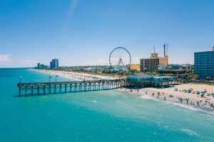Myrtle Beach | A panoramic shot of the Second Avenue Pier, boardwalk and SkyWheel at Myrtle Beach