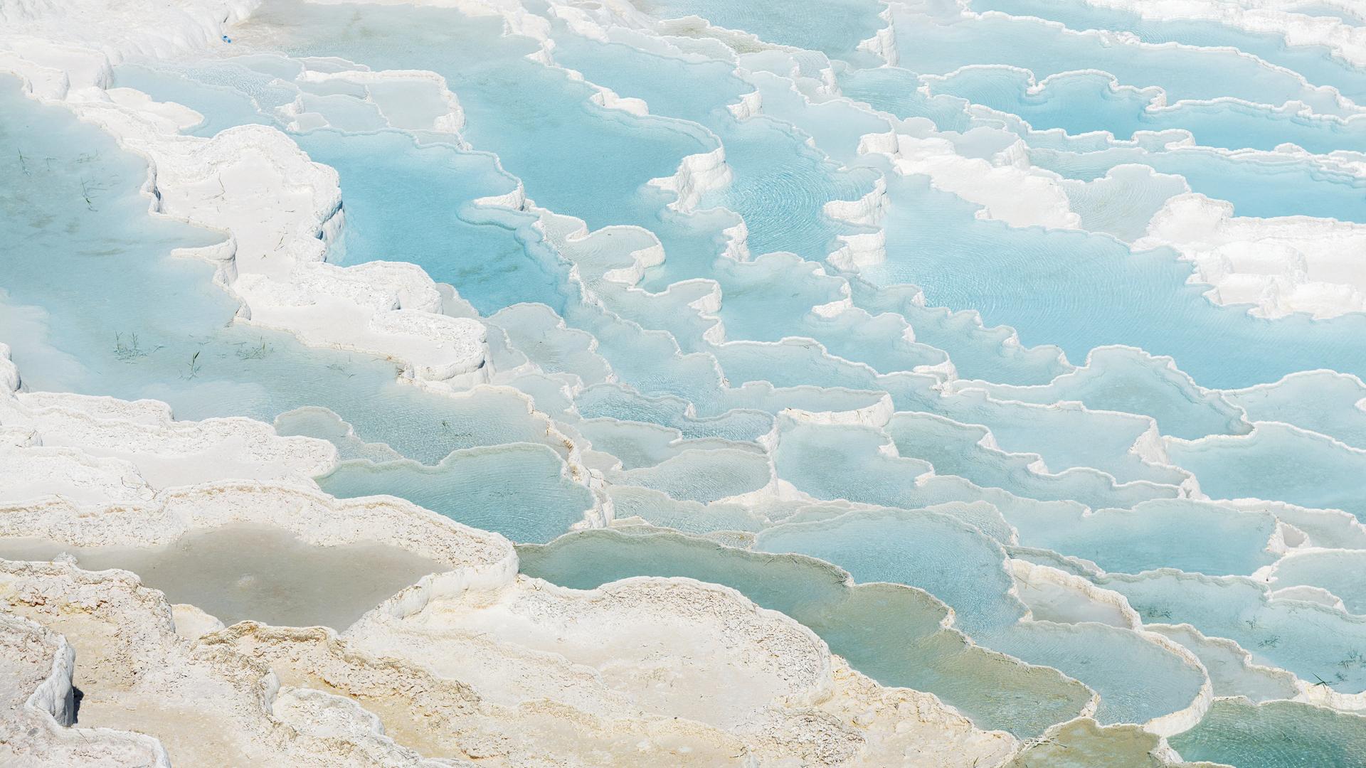 Travertine salt pools in Pamukkale, Turkey. Travertine salt pools in Pamukkale, Turkey.