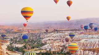 Hot air balloons over Cappadocia, Turkey Hot air balloons over Cappadocia, Turkey