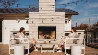 The Beach Motel, Southampton, Ontario | Sitting beside the outdoor fireplace