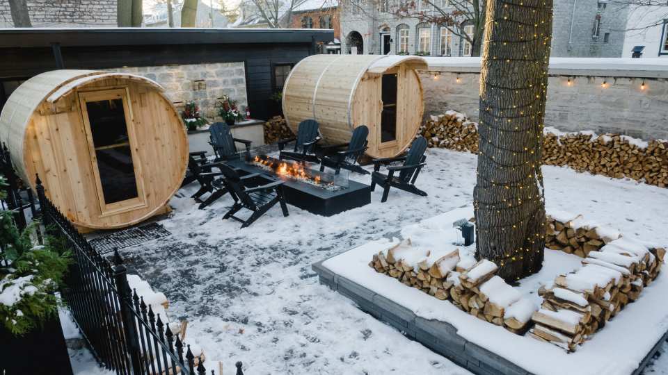Cold plunge in Kingston | Barrel saunas at the Frontenac Hotel