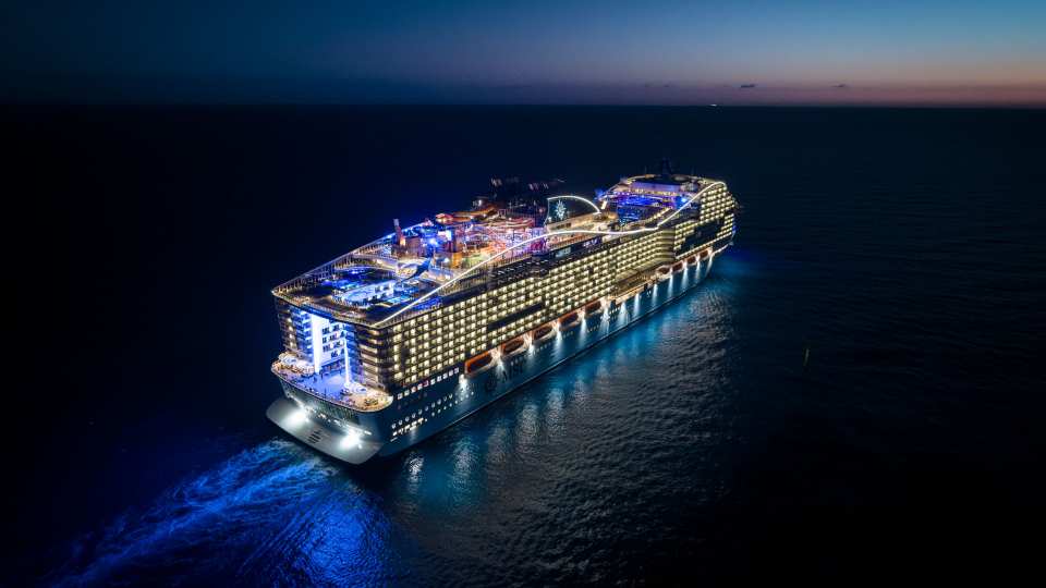 MSC World America at night