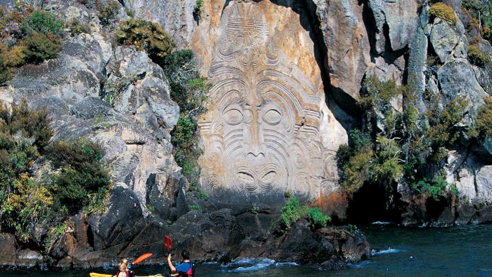 Maori rock carvings on Lake Taupo
