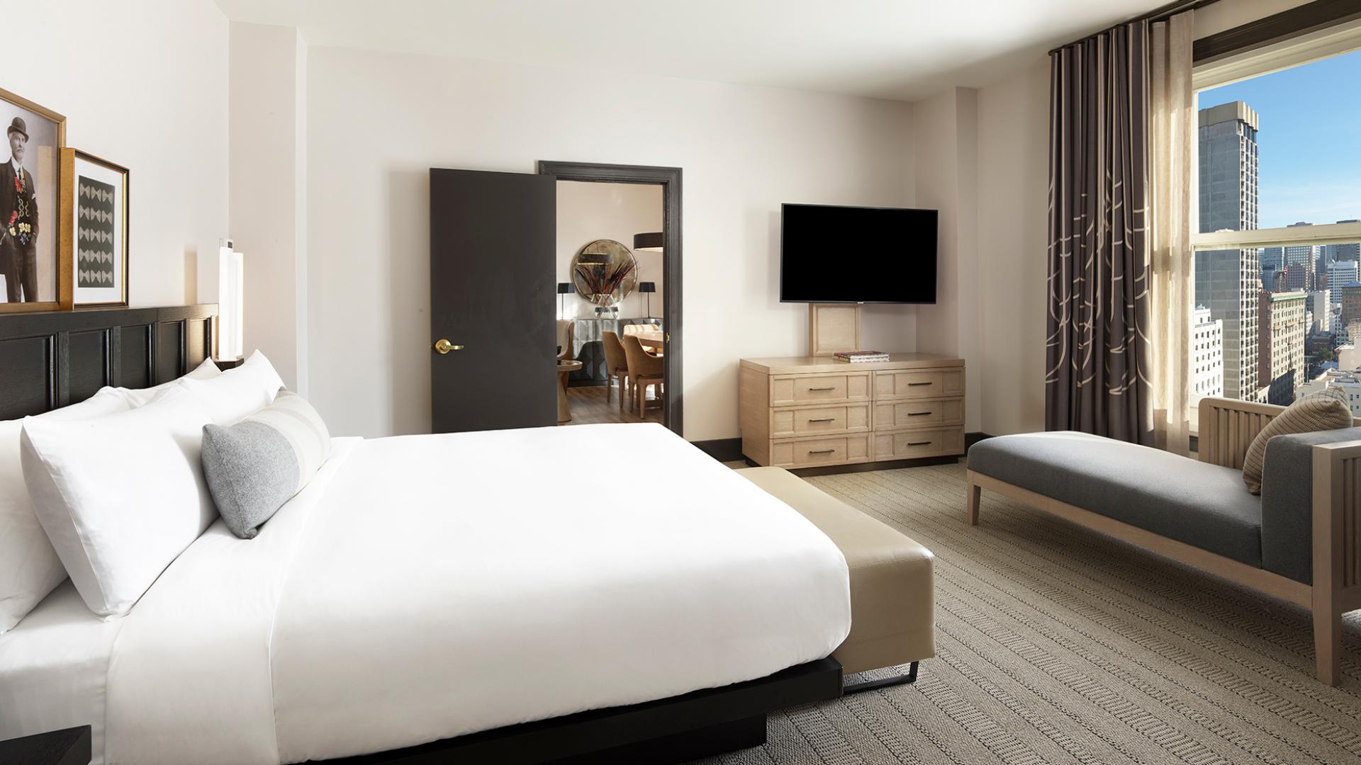 The Clift Royal Sonesta Hotel, San Fransisco | Deluxe Suite Bedroom