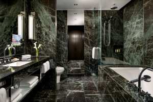 Hazelton Hotel Toronto | Luxury green granite bathroom at the Hazelton