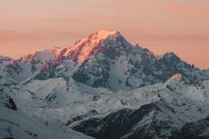 Mountains at sunset in the French Alps