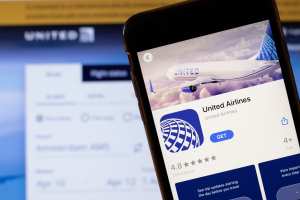 Travel tips | United Airlines app logo on phone screen
