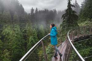 Travel tips | A woman walking on Capilano Suspension Bridge Park in North Vancouver