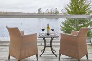 The view from the Executive Waterside Loft balcony at Rawley Resort Marina & Spa, Port Severn The view from the Executive Waterside Loft balcony at Rawley Resort Marina & Spa, Port Severn