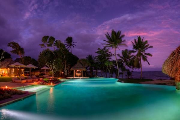 Best honeymoon destinations | The pool at night at Nanuku Resort, Fiji
