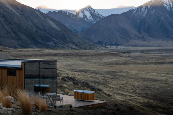 Best honeymoon destinations | A reflective pod with terrace at The Lindis, New Zealand
