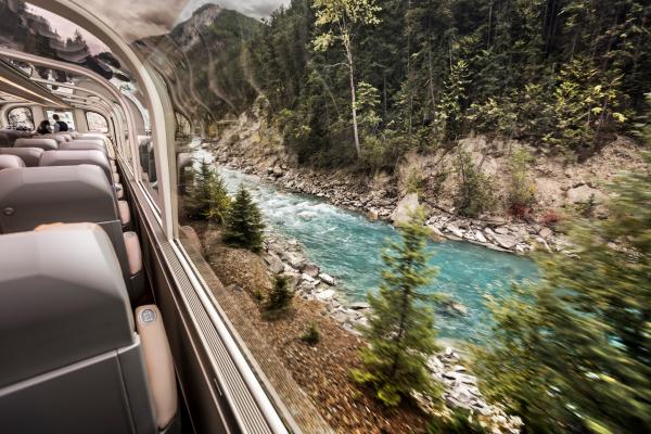 A view from the window aboard the Rocky Mountaineer