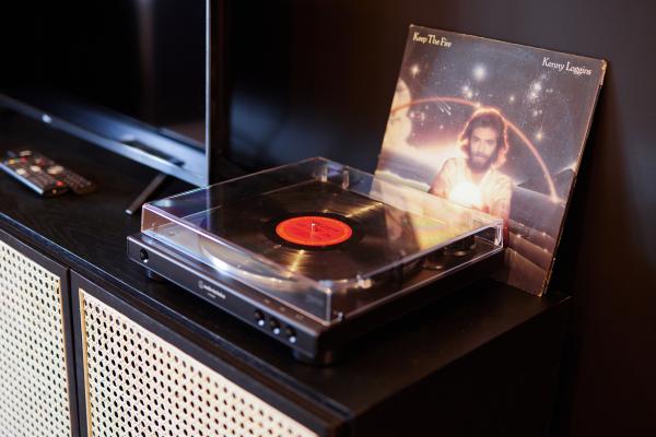 The Dorchester Hotel in Collingwood | A record player inside a guest room at The Dorchester Hotel