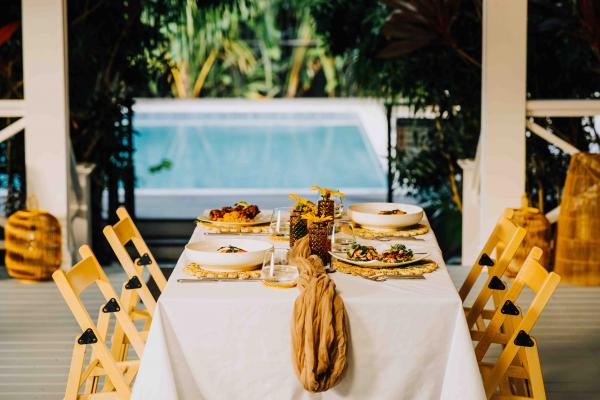 St. Thomas, U.S.V.I. | A set table in front of the pool at The Hideaway at Hull Bay