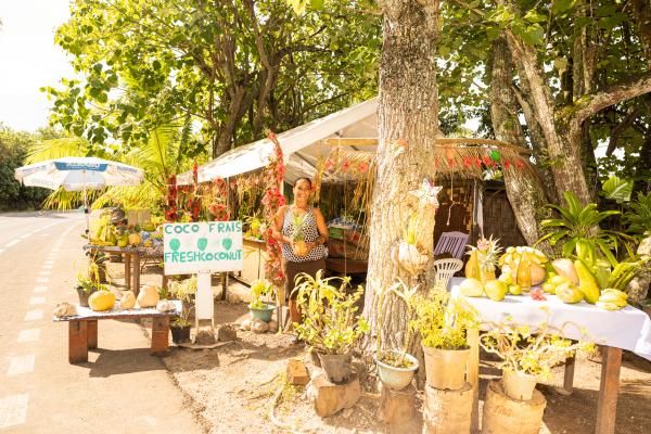 A fruit stand by the road in Mo'orea