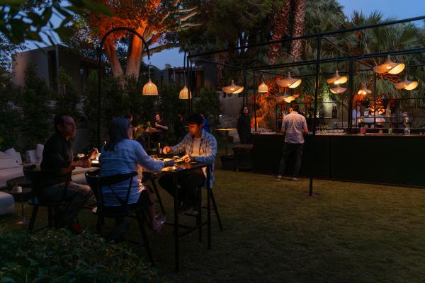 Dinner on the lawn at Two Bunch Palms in Desert Hot Springs, California