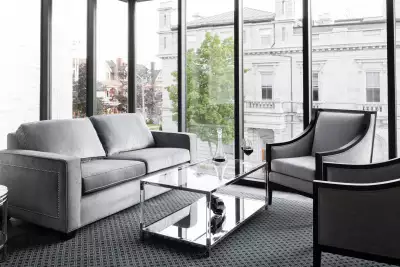Cold plunge in Kingston | A cozy seating area at the Frontenac Hotel