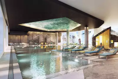 The indoor, heated pool at Club Med Tignes in the French Alps