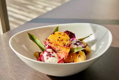 Beet salad at Lighthouse45 restaurant at Rawley Resort Marina & Spa, Port Severn