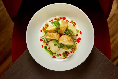 Potato sour cream and onion at Lighthouse45 restaurant at Rawley Resort Marina & Spa, Port Severn