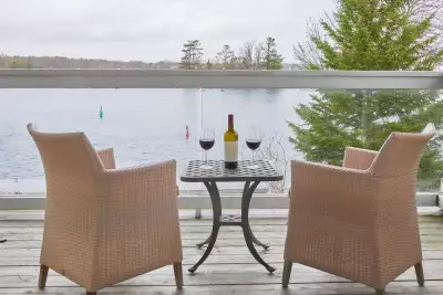 The view from the Executive Waterside Loft balcony at Rawley Resort Marina & Spa, Port Severn