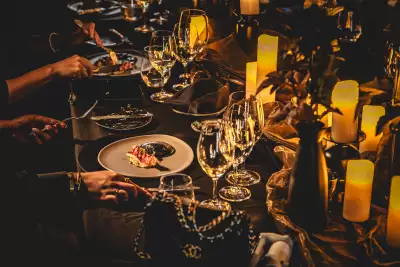 The table setting at Evening of Darkness at the Fairmont Le Ch&acirc;teau Frontenac hotel, Quebec City