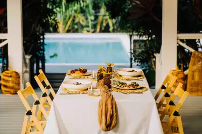 St. Thomas, U.S. Virgin Islands | A set table in front of the pool at The Hideaway at Hull Bay