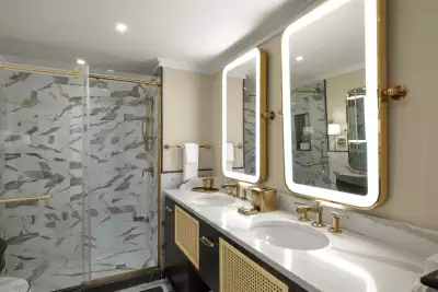 The bathroom inside a hotel room at Colony Club, Barbados