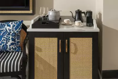 The coffee and tea bar inside a hotel room at Colony Club, Barbados