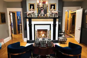 Merrill House, P.E.C. | The fireplace in the drawing room at Merrill House
