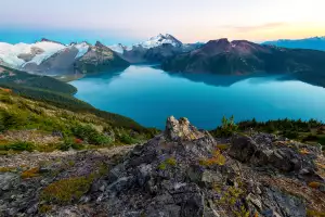 Canadian natural attractions | Sunset at Garibaldi Provincial Park with mountains and lakes