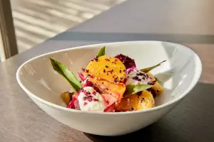 Beet salad at Lighthouse45 restaurant at Rawley Resort Marina & Spa, Port Severn