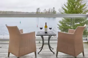 The view from the Executive Waterside Loft balcony at Rawley Resort Marina & Spa, Port Severn