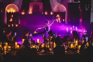 A performer at Evening of Darkness at the Fairmont Le Ch&acirc;teau Frontenac hotel, Quebec City