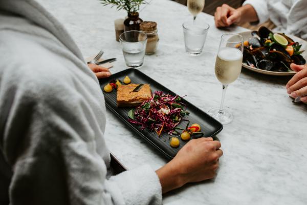 Peninsula Hot Springs, Victoria, Australia | Robe dining at the spa Peninsula Hot Springs, Victoria, Australia | Robe dining at the spa