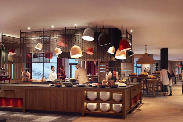 The buffet at Le Val Claret at Club Med Tignes in the French Alps
