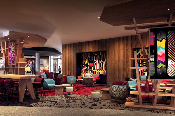 Equinoxe lobby lounge at Club Med Tignes in the French Alps Equinoxe lobby lounge at Club Med Tignes in the French Alps