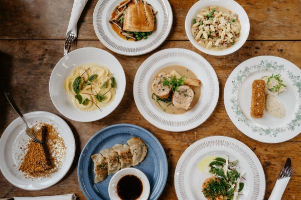 A spread of dishes at The Grange of Prince Edward winery for Countylicious