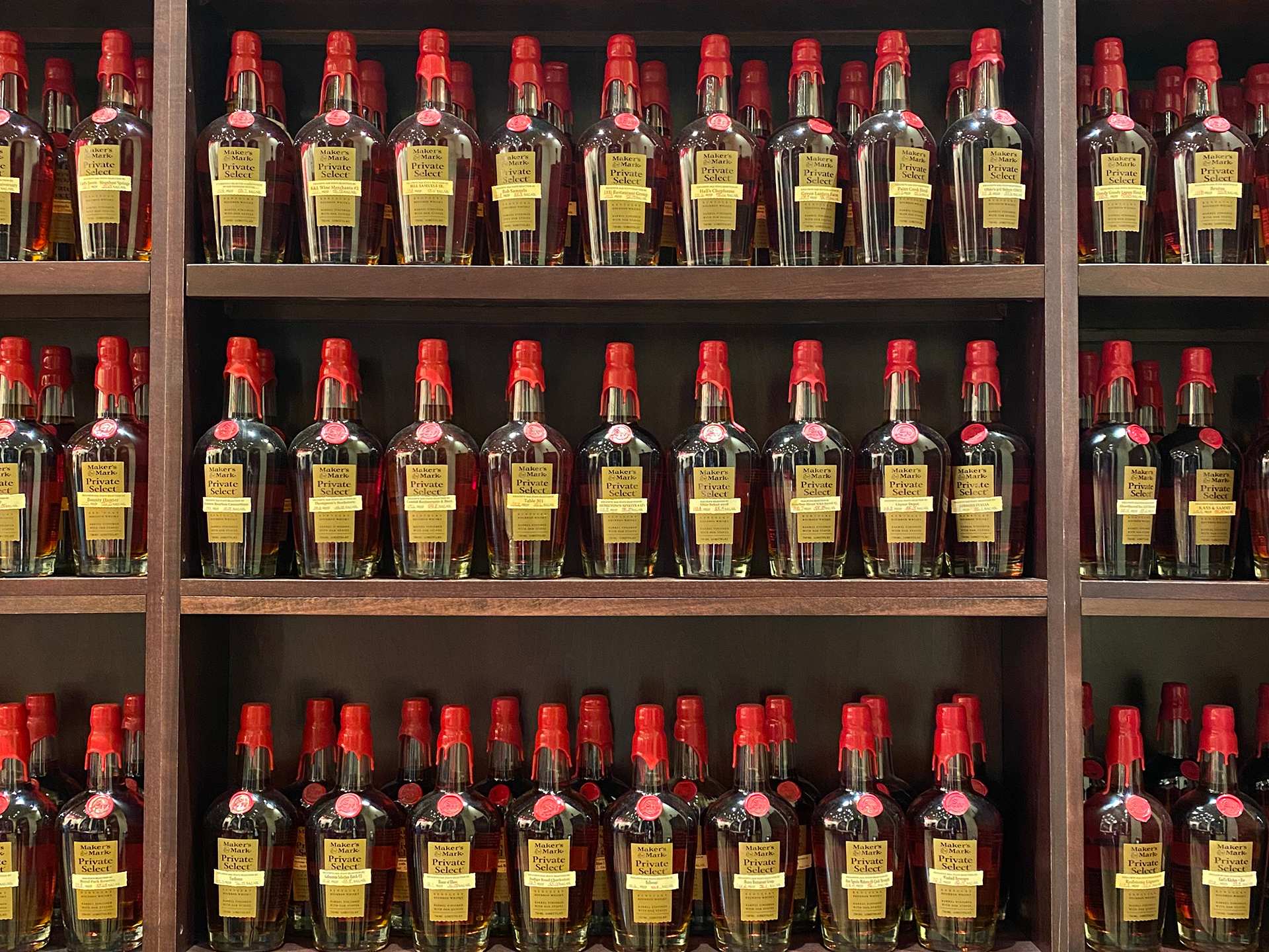 Louisville Kentucky Bourbon | Shelves of bourbon at Maker's Mark Distillery