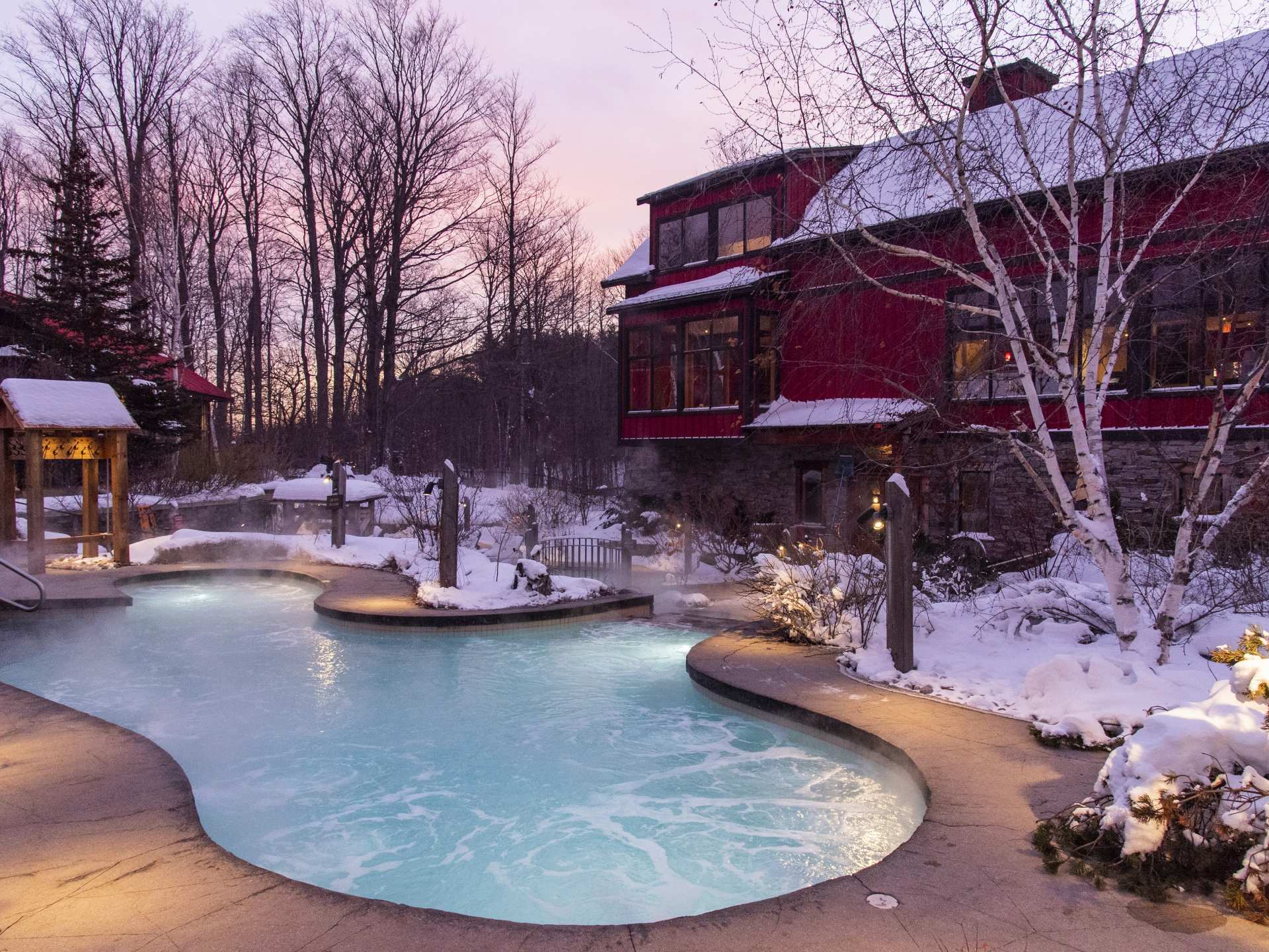 Best spas near Toronto | Scandinave Spa Blue Mountain winter sunset
