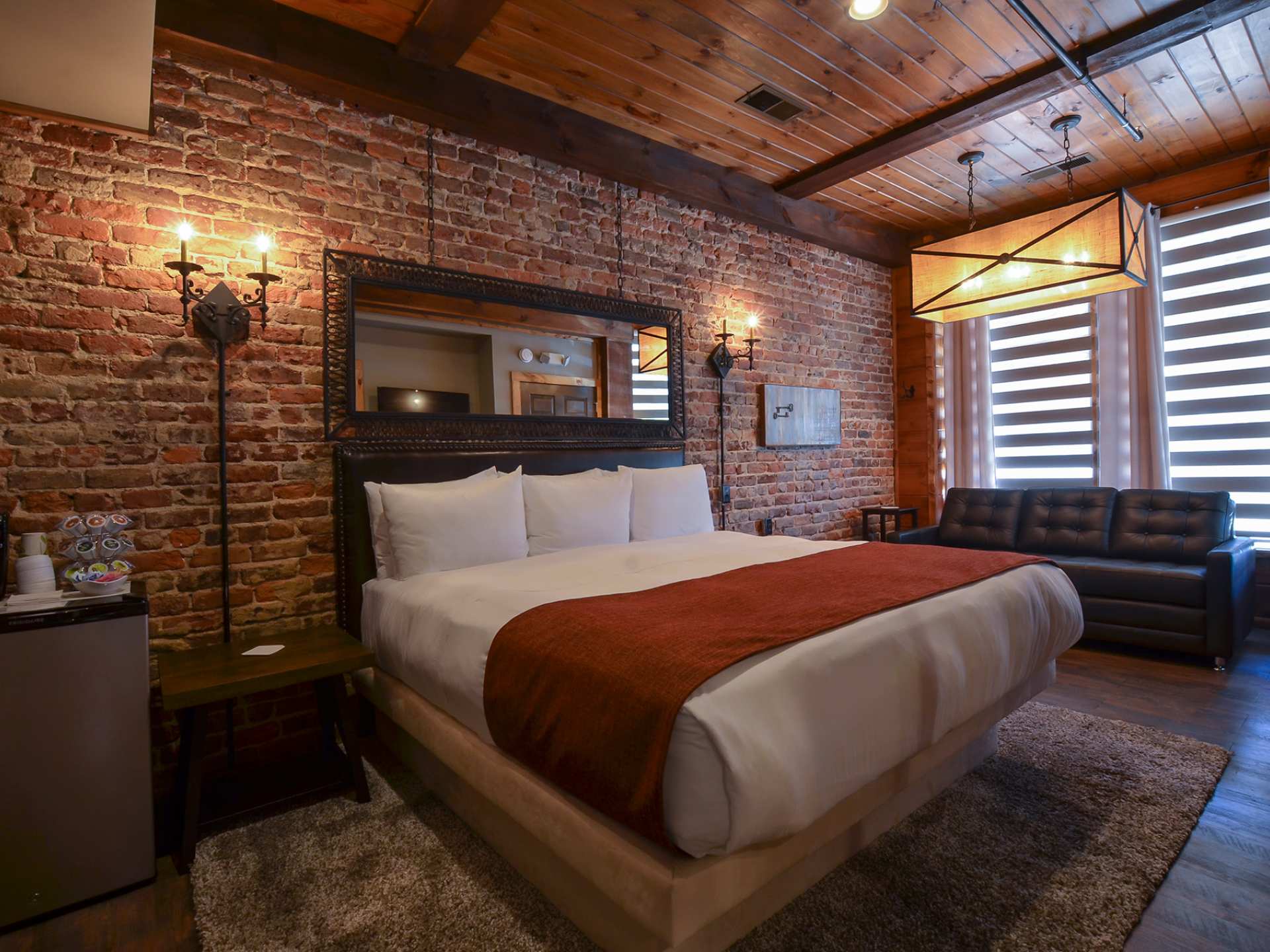 North Carolina | A bed at The Everett Hotel in Bryson City, North Carolina