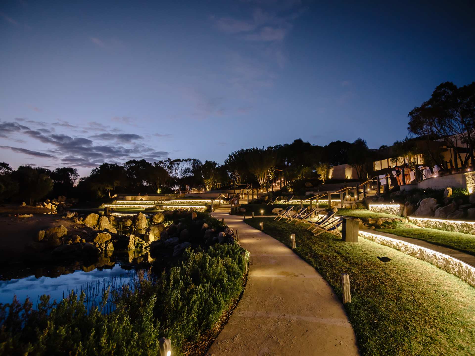 Nighttime at Peninsula Hot Springs in Victoria, Australia